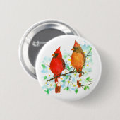 Kardinal Birds Dogwood Tree Button (Vorne & Hinten)