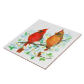 Kardinal Birds Dogwood Tree Wasserfarbe Fliese (Seite)