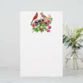 Kardinal Birds in Garden Stationery Briefpapier (Stehend Vorderseite)