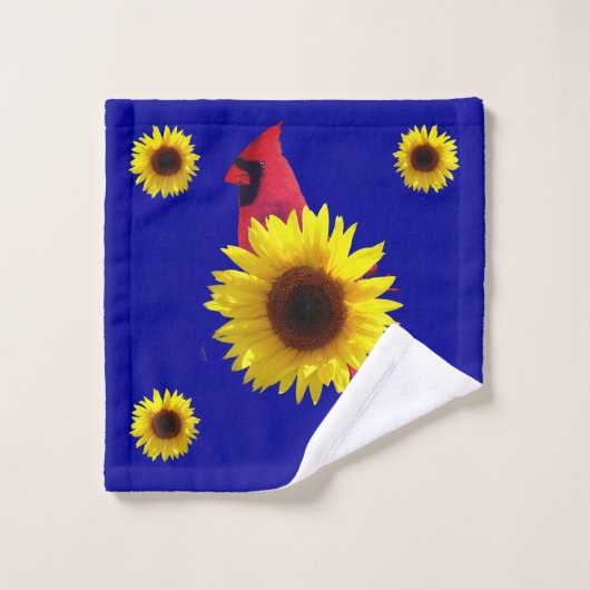 Kardinal Birds - Sonnenblumen Badhandtuch Set (Waschlappen)