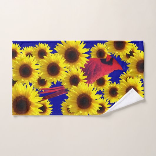 Kardinal Birds - Sonnenblumen Badhandtuch Set (Handtuch)