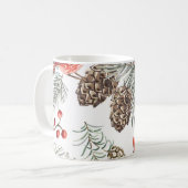 Kardinal Birds Weihnachten Vintages Muster Kaffeetasse (Vorderseite Links)