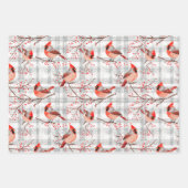 Kardinal Birds Winter Weihnachten Tartan Kariert 2 Geschenkpapier Set (Vorderseite)