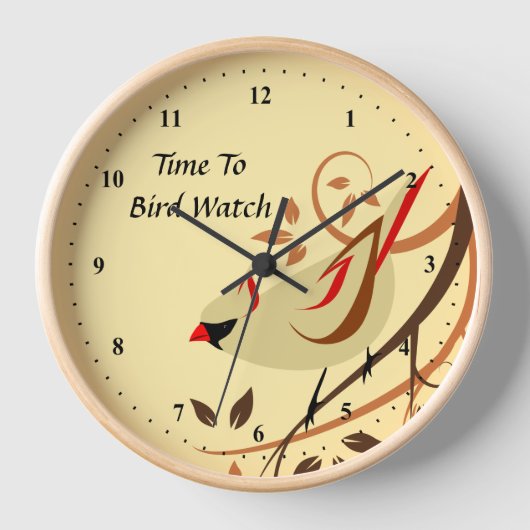 Kardinal Birdwatcher Clock Uhr (Vorderseite)