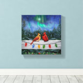 Kardinal Birnen und Weihnachtsleuchten Leinwanddruck (Insitu (Holzboden))
