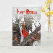 Kardinal Birthday Karte (Gelbe Blume)