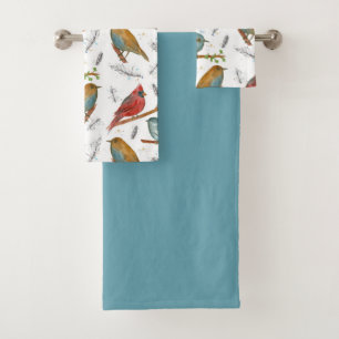 Kardinal Bluebird Chickadee Birds Blue Badhandtuch Set