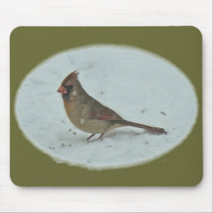 Kardinal (Cardinalis cardinalis) Weibliche Songbir Mousepad
