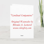 Kardinal Companies Weihnachtskarte Feiertagskarte (Rückseite)