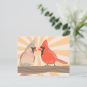 Kardinal Couple Digital Illustration Art Postkarte (Stehend Vorderseite)