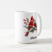 Kardinal Couple Red Birds Nature Kaffeetasse (VorderseiteRechts)