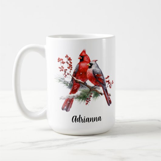 Kardinal Couple Red Birds Nature Kaffeetasse (Links)