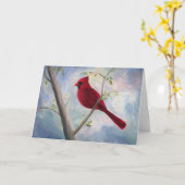 Kardinal, der an Sie denkt Karte (Gelbe Blume)