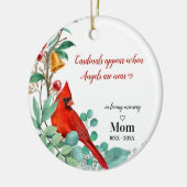 Kardinal Erinnerung Halten Sie Personalisiertes Fo Keramik Ornament (Links)