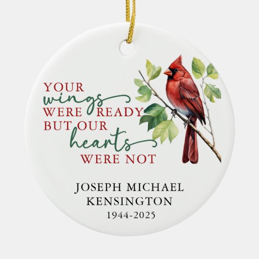 Kardinal Erinnerung Memorial Keepake Foto Keramik Ornament (Vorne)