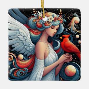 Kardinal erscheinen, wenn Engel in der Nähe sind Keramikornament