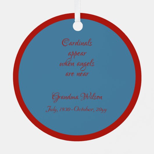 Kardinal erscheinen, wenn Engel in der Nähe sind Ornament Aus Metall (Rückseite)