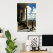 Kardinal Erzbischof saß auf seinem schattigen Balk Poster (Heimbüro)