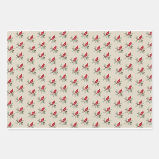 Kardinal-Feier: Festes Wrapping Paper Geschenkpapier Set (Vorderseite)