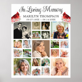 Kardinal Floral 21 FotoCollage Poster