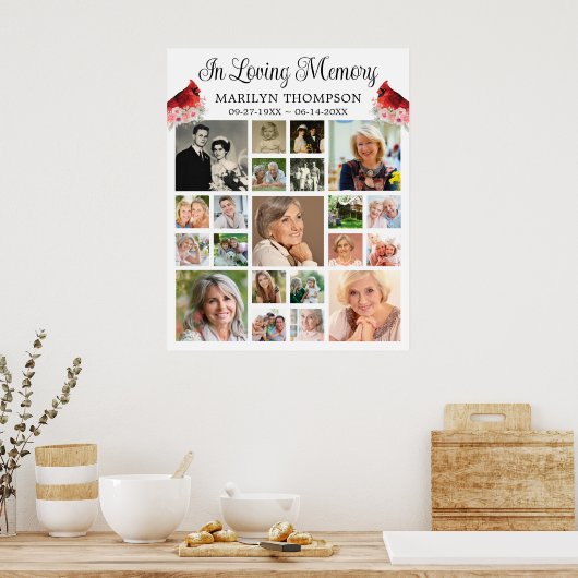 Kardinal Floral 21 FotoCollage Poster (Küche)