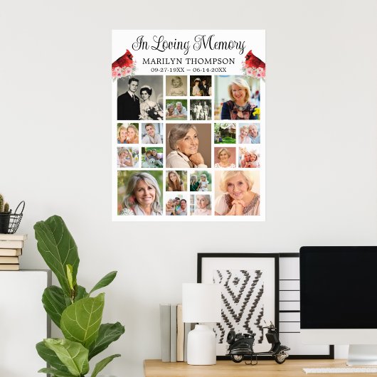 Kardinal Floral 21 FotoCollage Poster (Heimbüro)