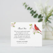 Kardinal Floral Beerdigung Beileid Vielen Dank Dankeskarte (Stehend Vorderseite)