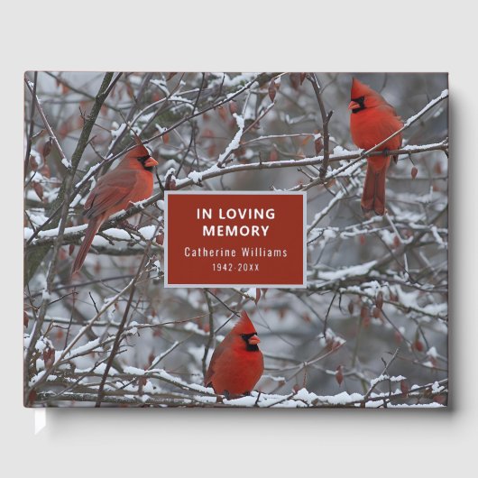 Kardinal Foil Funeral Gästebuch in Love Memory (Vorderseite)