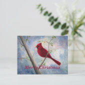 Kardinal, Frohe Weihnachts-Postkarte Feiertagspostkarte (Stehend Vorderseite)