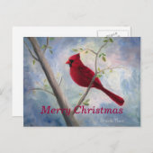 Kardinal, Frohe Weihnachts-Postkarte Feiertagspostkarte (Vorne/Hinten)