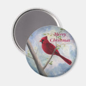 Kardinal, Frohe Weihnachtsmagnet Magnet (Vorderseite/Rückseite)