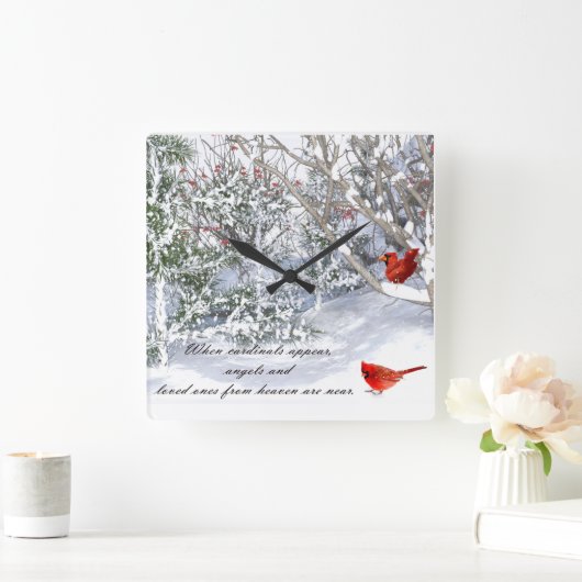 Kardinal from heaven Clock Quadratische Wanduhr (Zuhause)
