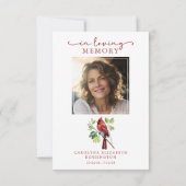 Kardinal Funeral Memorial Foto Vielen Dank Dankeskarte (Rückseite)