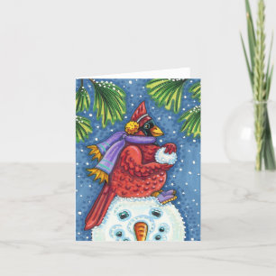 KARDINAL GARANTIERT SNOWMAN, CHRISTMAS REDBIRD Bla Karte