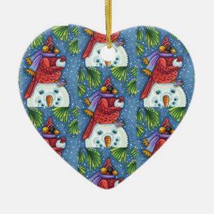 KARDINAL GARANTIERT SNOWMAN, NIEDLICHE CHRISTMAS R KERAMIK ORNAMENT