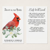 Kardinal-Gedenkkarte für die Beerdigung von Flöten (Vorne & Hinten)