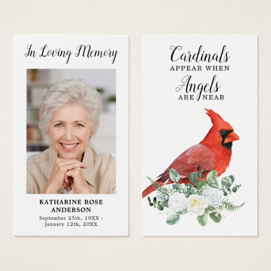 Kardinal Gedenkkarte Gebet Karte Custom Foto (Vorne & Hinten)