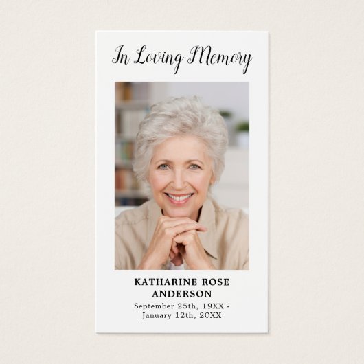 Kardinal Gedenkkarte Gebet Karte Custom Foto (Vorderseite)