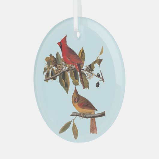 Kardinal Grosbeak Audubon Birds of America Ornament Aus Glas (Vorderseite links)