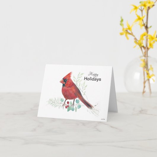 Kardinal Happy Holidays Card Karte (Gelbe Blume)