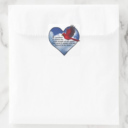 Kardinal Heart Gedicht Quadratischer Aufkleber (Tasche)