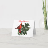 Kardinal Holly Christmas Card Dankeskarte (Vorderseite)