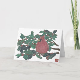 Kardinal, Holly Tree, Ferienhauskarte Feiertagskarte