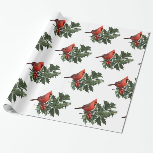 Kardinal Holly Wrapping Paper Geschenkpapier (Ungerollt)