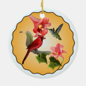 Kardinal & Hummingbird mit rosa Lilien Keramikornament (Hinten)