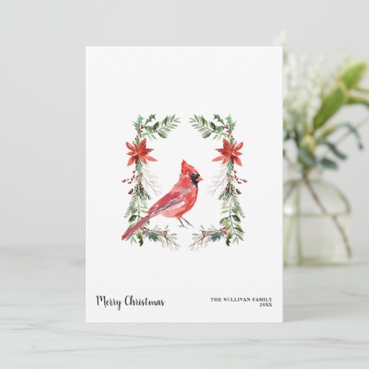 Kardinal Hütte Shabby Wasserfarbe Weihnachten (Stehend Vorderseite)
