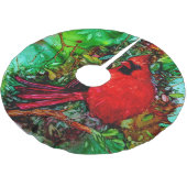 Kardinal im Baum Polyester Weihnachtsbaumdecke (Schrägansicht)