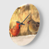 Kardinal im Herbst Große Wanduhr (Winkel)