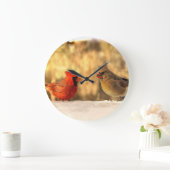 Kardinal im Herbst Große Wanduhr (Zuhause)