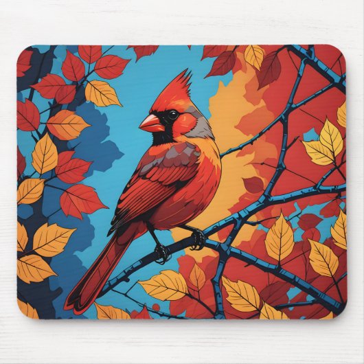 Kardinal im Herbst Mousepad (Vorne)